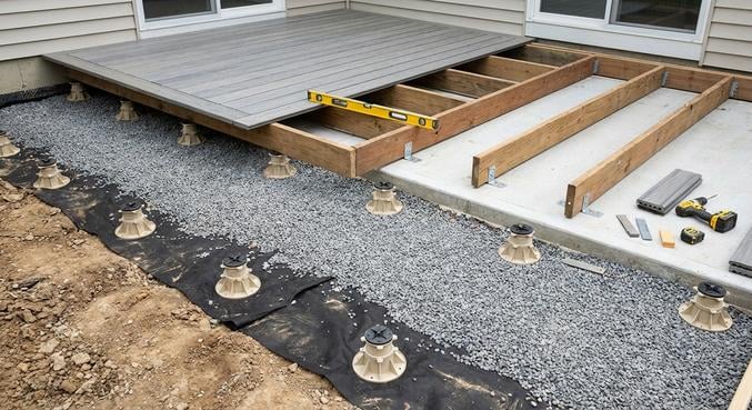 agrandir terrasse dalle beton plots solution