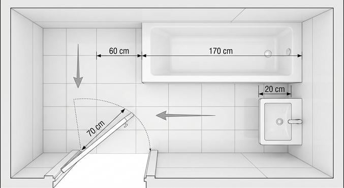 baignoire petite salle eau surface minimale