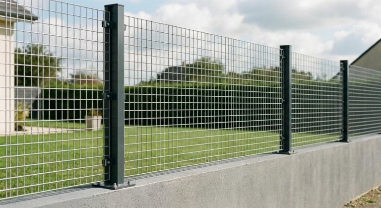 Clôture en grillage rigide sur muret : comment positionner les poteaux avec des longuarts non standard ?