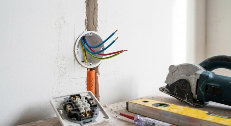 etageres prises integrees installation electrique