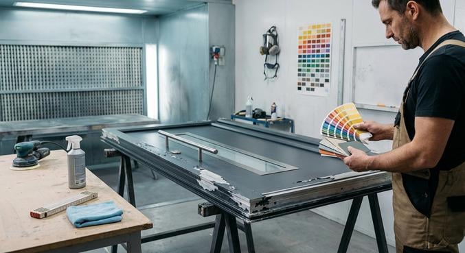 peinture porte aluminium ecaille