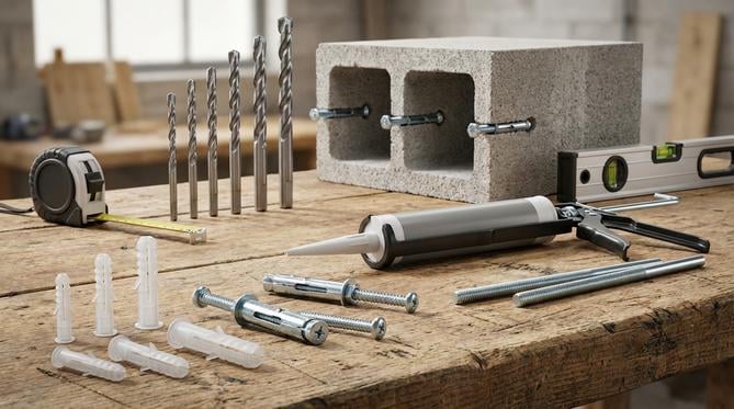 percer mur parpaing garage fixations