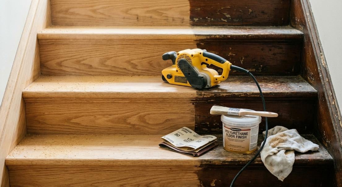 renovation escalier bois poncage vitrification