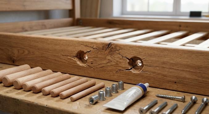 sommier bois casse reparer rail central