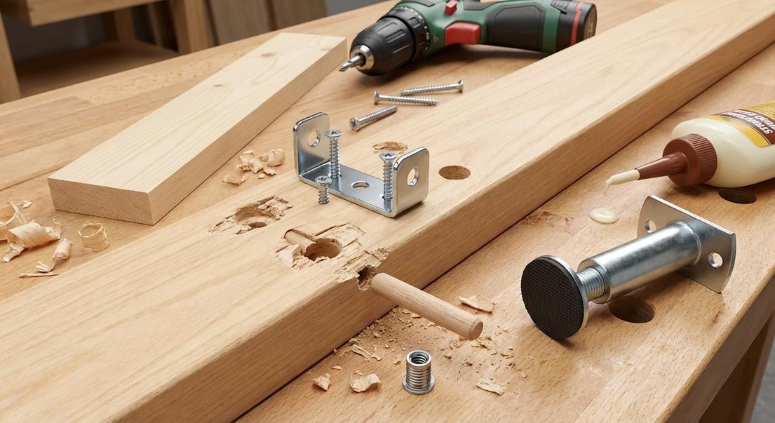 sommier bois casse reparer rail central