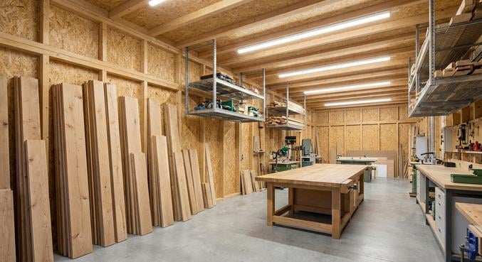 amenager atelier menuiserie electricite isolation plafond