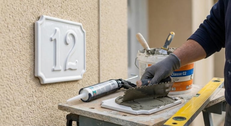 Comment fixer des numéros de maison en faïence sur un crépi extérieur