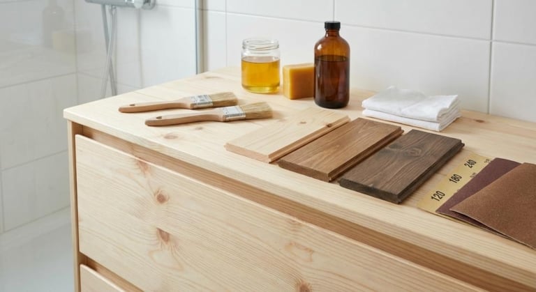 proteger foncer meuble pin naturellement salle bain