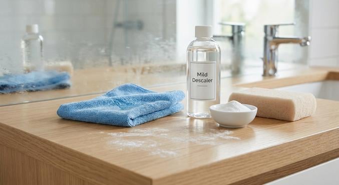 enlever traces calcaire meuble bois salle bains