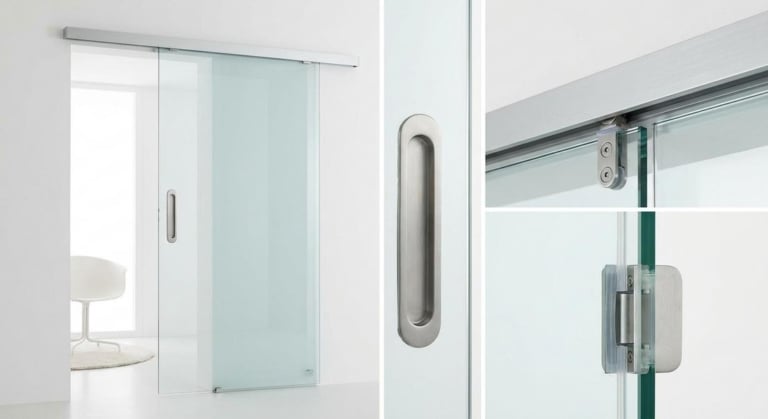 poignee porte coulissante verre sans percer
