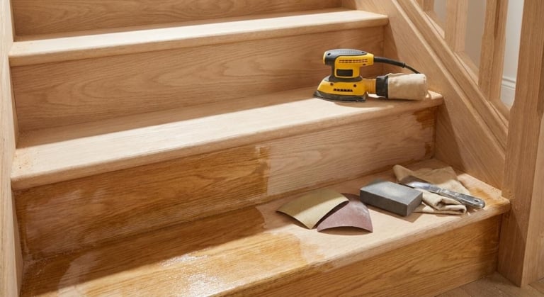 poncer escalier bois angles rainures