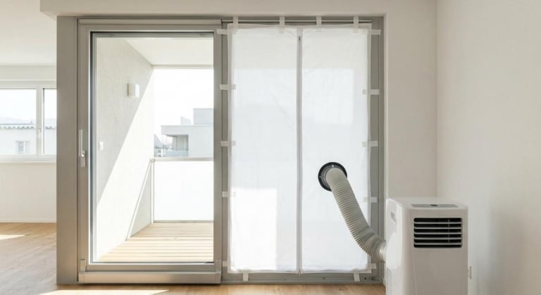 Calfeutrer une baie vitrée pour clim mobile sans travaux définitifs