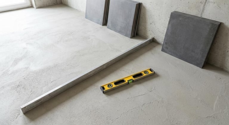 chape avant carrelage grand format fissures aspect rugueux