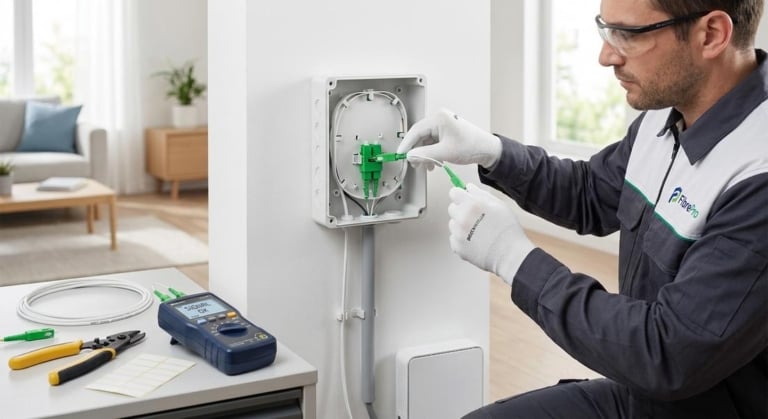 installation fibre optique nouvelle prise posee