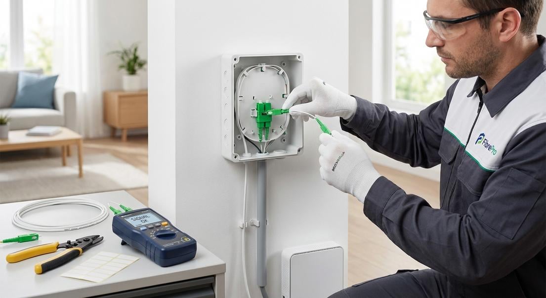 installation fibre optique nouvelle prise posee
