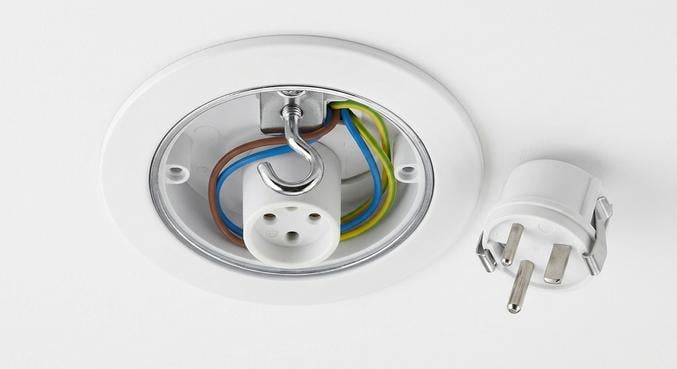 installer luminaire plafond support bloque