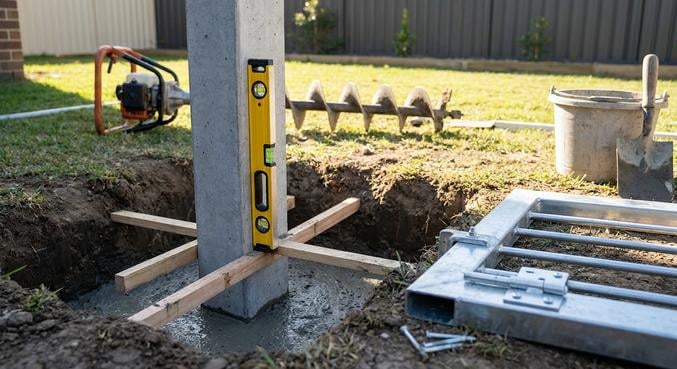 installer portillon large ouverture poteaux piliers
