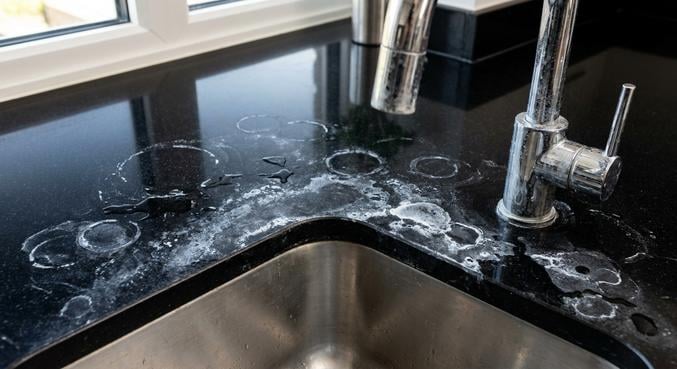 tache blanche plan travail noir solutions