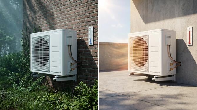 unite exterieure climatisation facade toiture impact chaleur performance