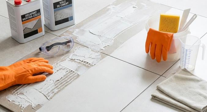 enlever traces colle voile joint carrelage neuf