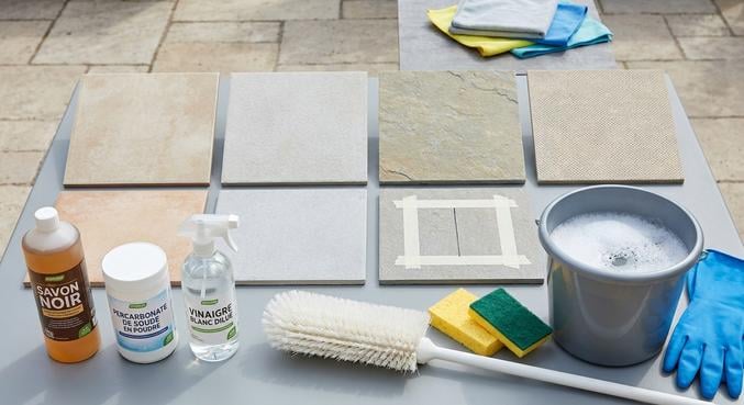 enlever traces pots carrelage exterieur