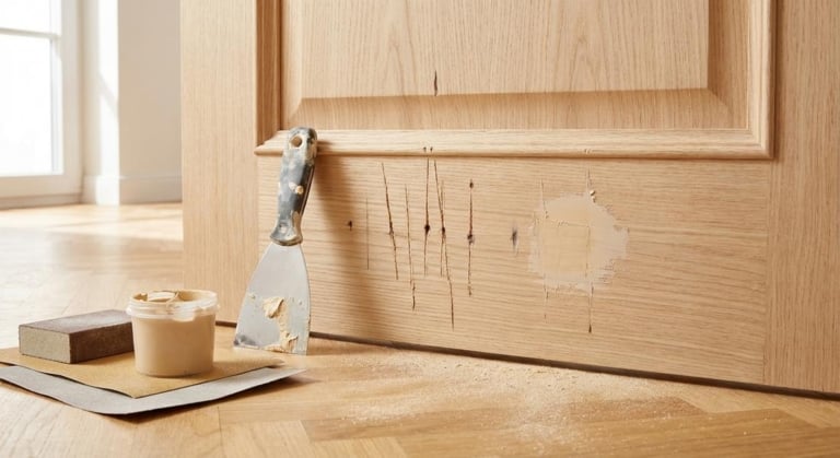 griffures chien porte reparer surface lisse