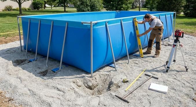 piscine hors sol securiser pieds enfoncent