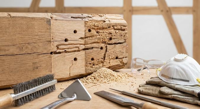 poutre attaquee insectes outils methode retirer bois degrade