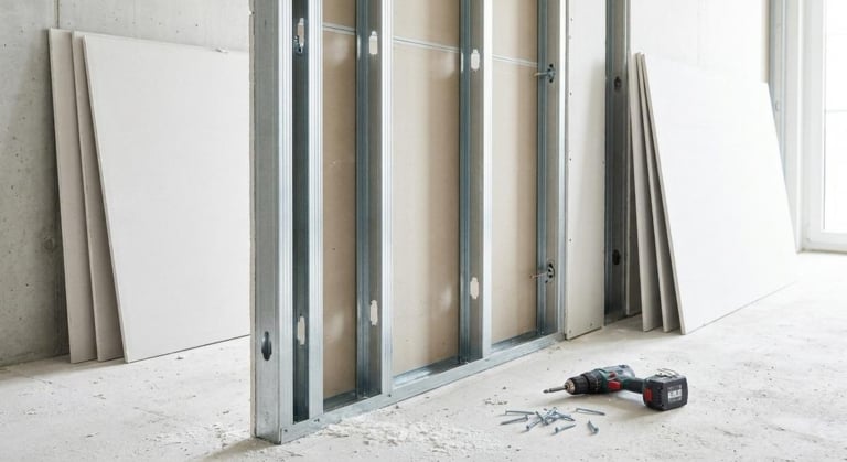 deposer montants metalliques cloison placo