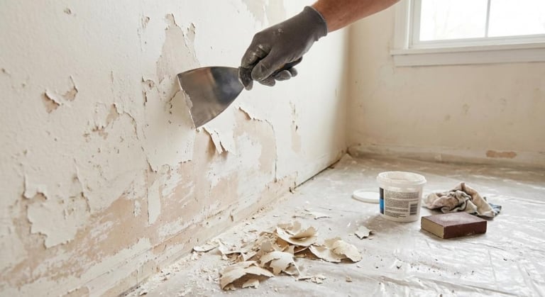 mur ecaille enduit peinture