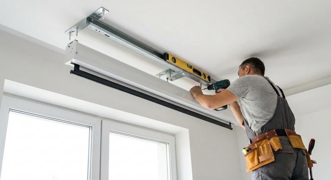 fixer ecran projection plafond mur