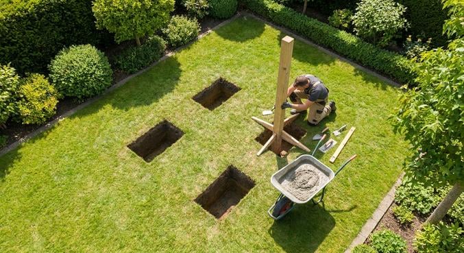 fixer sceller balancoire pelouse securite