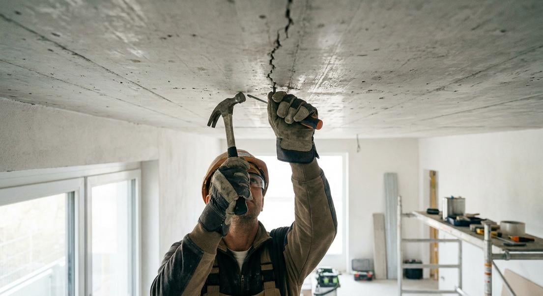 reparer plafond fissure dalle beton