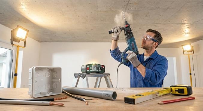 deplacement ajout luminaire plafond beton