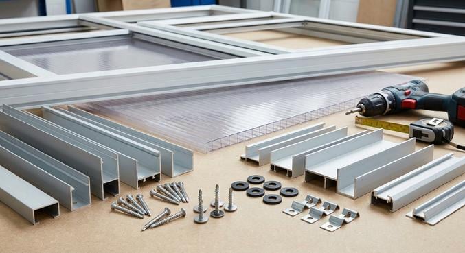 fixer plaques polycarbonate structure metallique veranda