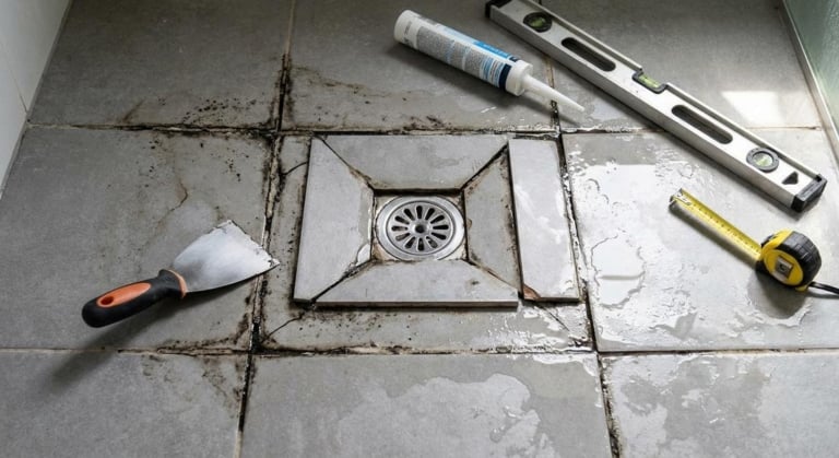 sol douche mal pose reparer joints refaire carrelage